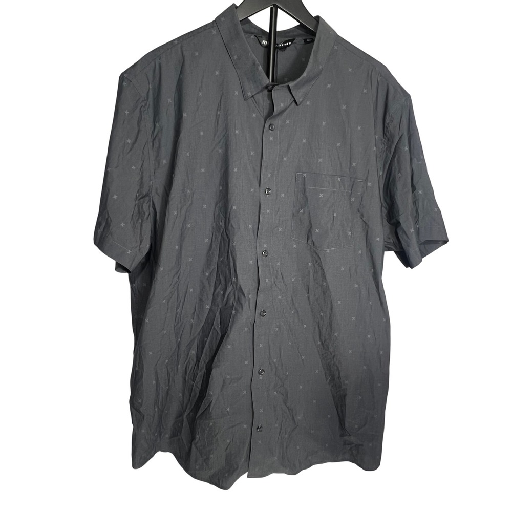 TravisMathew Men's Gray‎ Printed Short Sleeve Button Up Shirt - XXL